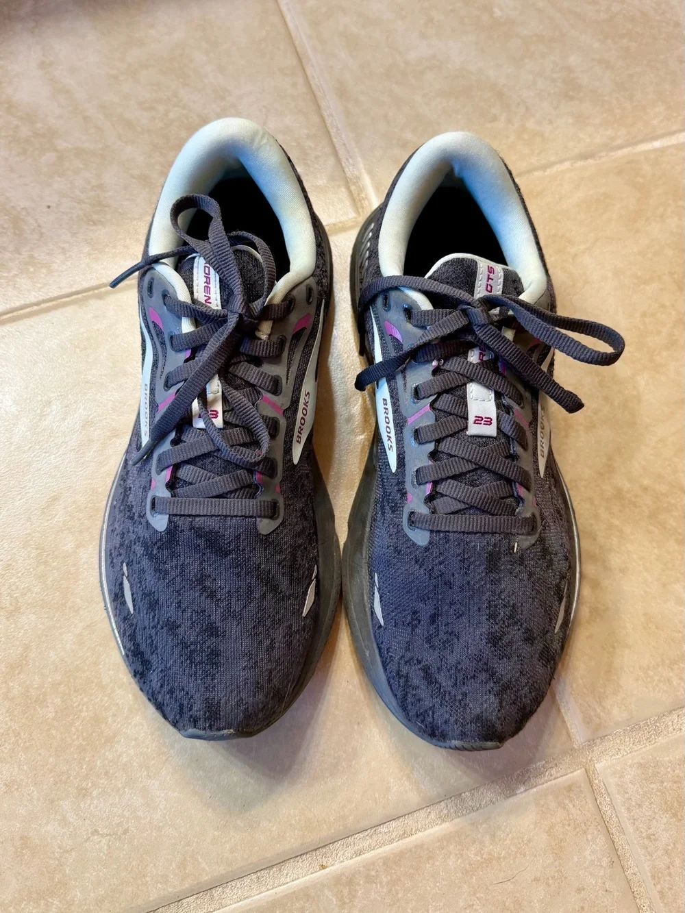 Brooks Women's Athletic Running Shoes - Gray with purple and mint green